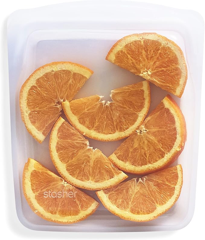 Stasher Platinum Silicone Food Grade Reusable Storage Bag, Clear (1/2 Gallon) & Reusable Silicone Storage Bag, Food Storage Container, Microwave and Dishwasher Safe