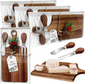 3 Pcs Christmas Gifts Bridal Shower Favor Acacia Wooden Square Cheese Board Gift Set With Knives, Mini Cutting Board Bulk Set, Tags and Boxes for Party Birthday