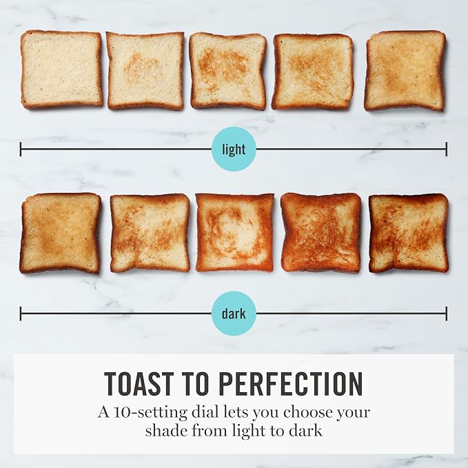 Martha Stewart 4 Slice Toaster, 10 Shade Settings with Defrost, Cancel, Bagel & Gluten-Free, Extra-Wide Self-Centering Slots for Waffles & Artisan Bread, Removable Crumb Tray, Cord Wrap, 1800W, Indigo