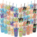 Uiifan 50 Pcs Morandi Christian Cups for Kids, Vacation Bible School Gifts 24oz Pastel Reusable Plastic Tumblers with Lids Straws, Bible Verse Party Cups for Sunday School, Classroom and Holiday Gifts