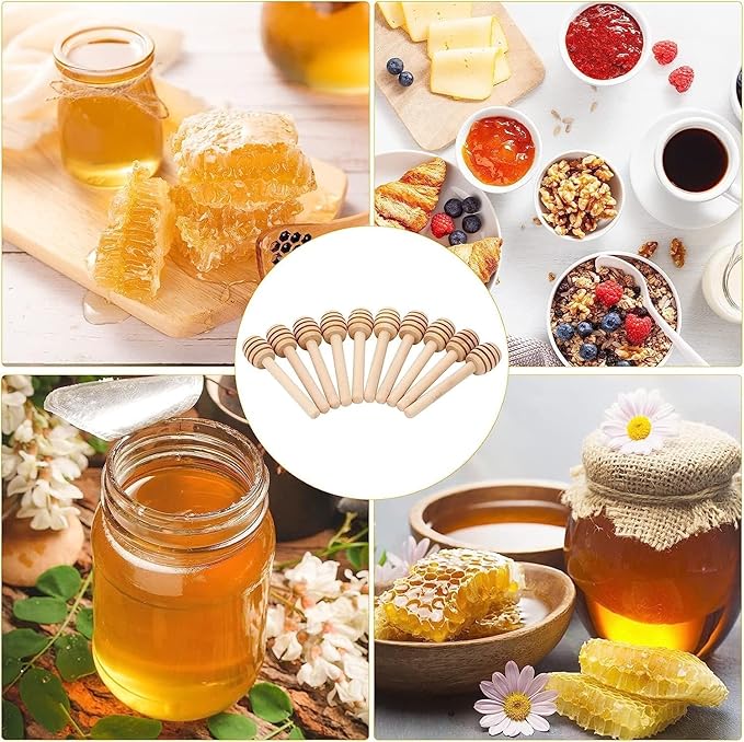 10Pcs 6 Inch Honey Dipper Sticks - Wooden Honey Dipper, 6 Inch Mini Honeycomb Stick, Honey Stirrer Stick for Honey Jar Dispense Drizzle Honey and Wedding Party Present