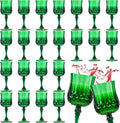 Pinkunn 24 Pcs 7 oz Plastic Vintage Wine Glasses Reusable Colored Goblets Patterned Drinking Water Glasses Cup Dishwasher Safe for Mother's Day Wedding Reception Party Supplies (Green)