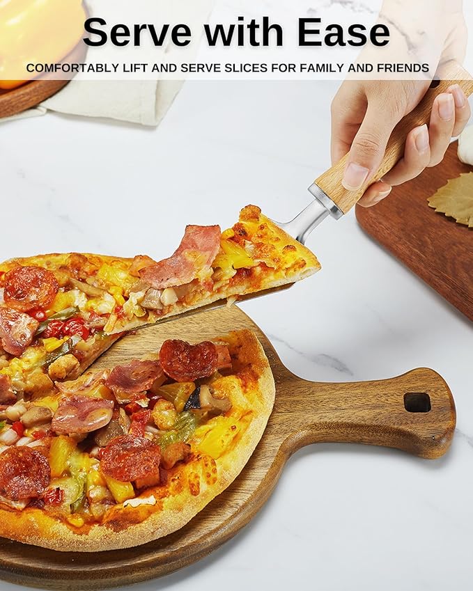 Pizza Dough Docker Roller with Stainless Steel Spikes, Pizza Wheel & Pie Server, Cleaning Brush and Canvas Bag – Perfect for Homemade Pizza, Pie & Pastry