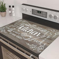 Decorative Stove Top Covers for Electric Stove 28"x20" – Heat Resistant Glass Cooktop Protector Dish Drying Mat – Non-Slip Rubber Backing Washer Top Cover Waterproof Extra Counter Space (Kitchen 4)