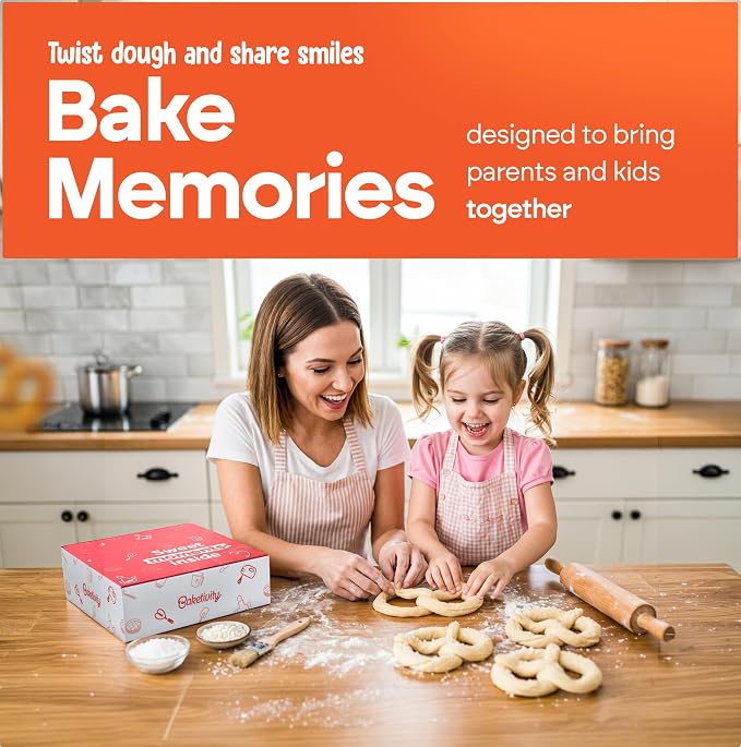 Pretzel Making Kit - Real Cooking Set for Kids Ages 5-12+ with Recipe and Ingredients - Kids Baking Set for Girls & Boys - Great Gift for Family Bonding