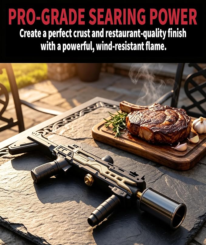 Powerful Propane Torch Gun, Fathers Day Gift for Dad Men, Culinary Blow Kitchen Cooking Torch for Steak Searing, Campfire Charcoal Starter for Blackstone Griddle Accessories (Tank Not included)
