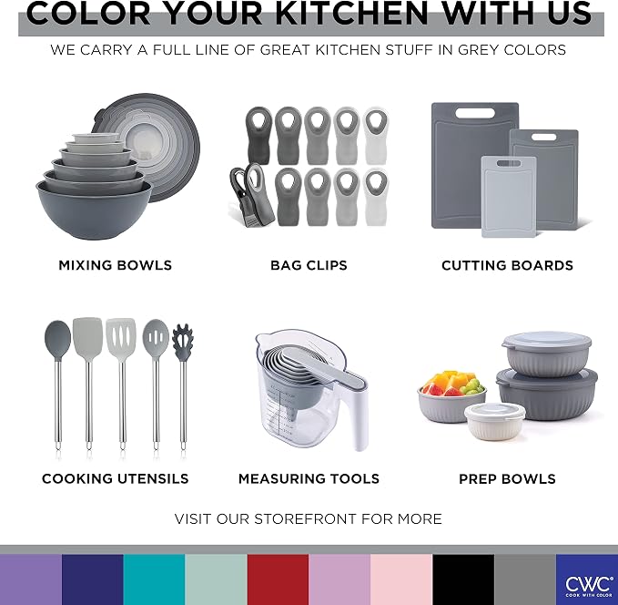 COOK WITH COLOR Silicone Cooking Utensils, Kitchen Utensil Set, Easy to Clean Silicone Kitchen Utensils, Cooking Utensils for Nonstick Cookware, Kitchen Gadgets Set, 5 Pieces, Grey Ombre