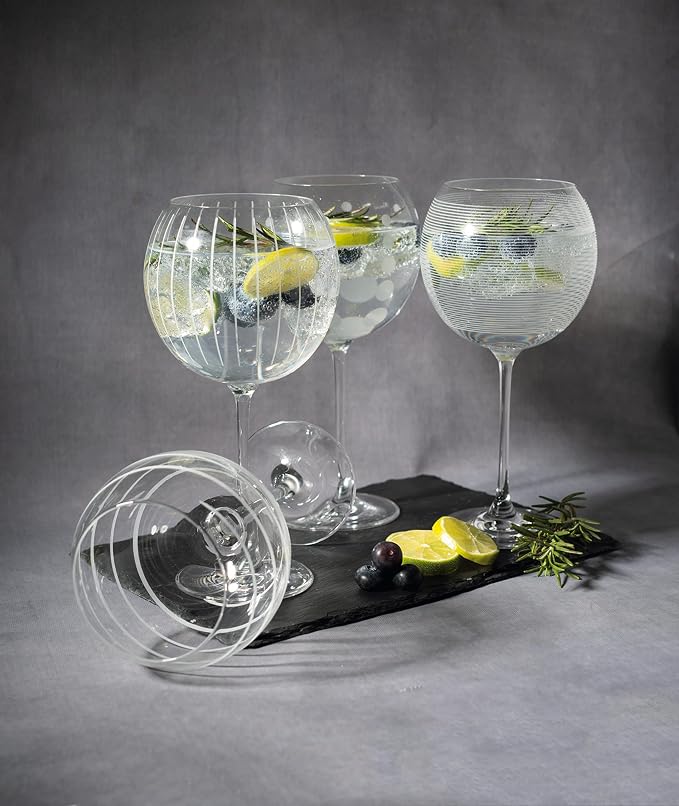 MIKASA 5159316 Cheers Set of 4 Crystal Balloon Gin Glasses, Silver