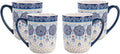 Bico Blue Talavera Ceramic Coffee Mugs Set of 4, 16 oz Large Tea Cups with Handle, Aesthetic Latte Mugs for Cappuccino Cocoa, Lead-Free, Dishwasher and Microwave Safe, Housewarming Gift
