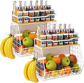 2 Pack Magnetic Shelf for Fridge with Wider & Thicker Magnet, Refrigerator Organizer Storage Basket for Fruit, Onion, Potato, Spice Rack, Kitchen, Laundry, Pantry (White, 13.77" X 6.77" X 11.81")