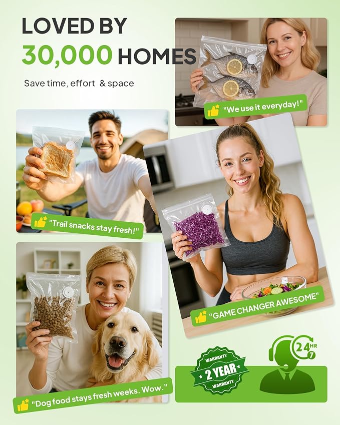 Reusable Vacuum Sealer Bags 20-Pack (Small 8.27x8.66 in) - BPA-Free Double-Seal Leakproof | Compatible with TUITUITA & Major Sealers | Freezer/Microwave/Dishwasher Safe