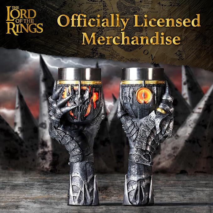 Nemesis Now Lord of the Rings Goblet - Hand-Painted Themed Drinkware, Perfect Collectible for LOTR Fans and Enthusiasts - Sauron