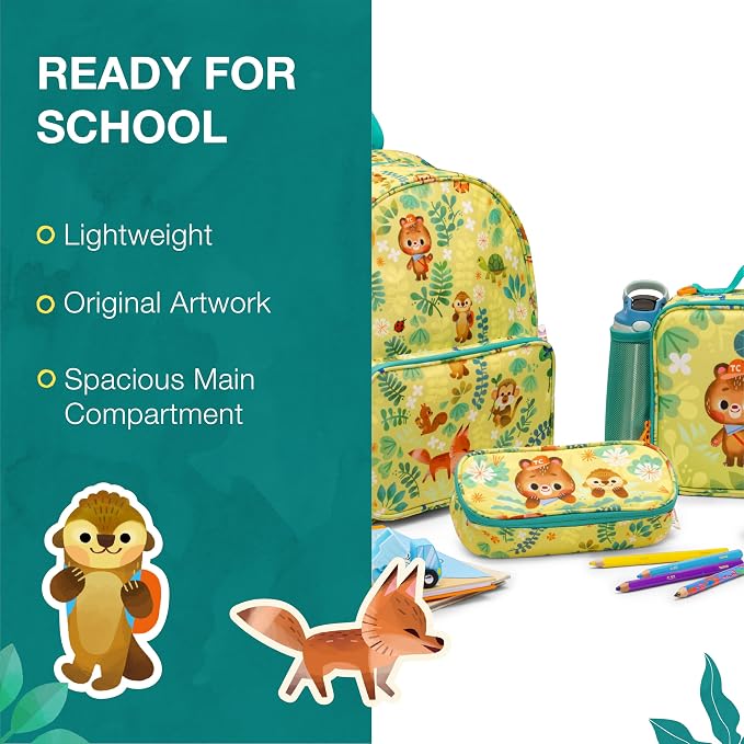 Traveler's Choice Kids JoJo the Bear's School Adventure, Jungle, Pencil Case (4 x 9.25 x 2.25)