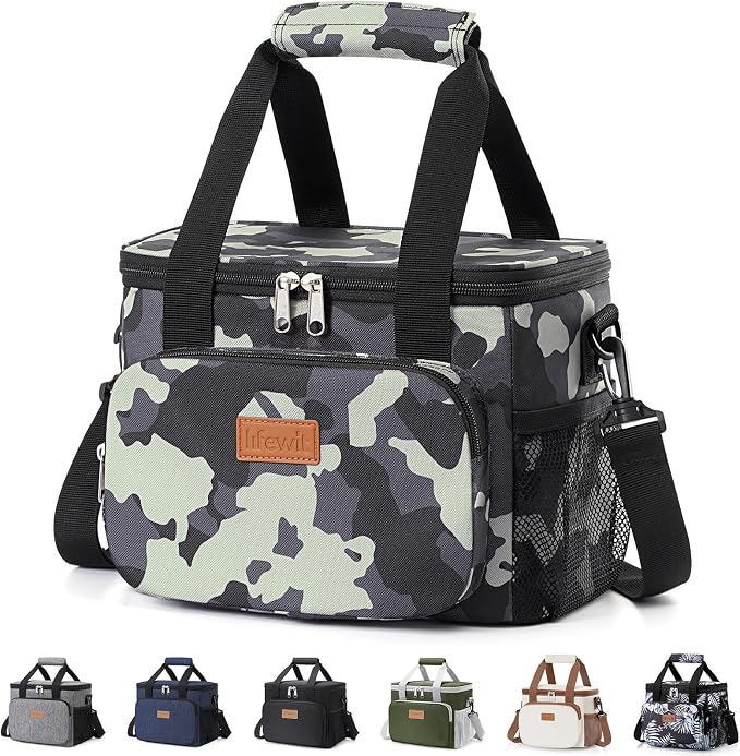 Lifewit Medium Lunch Bag, Insulated Lunch Box, Soft Cooler Cooling Tote for Adult Men Women, Camouflage 12-Can (9L)