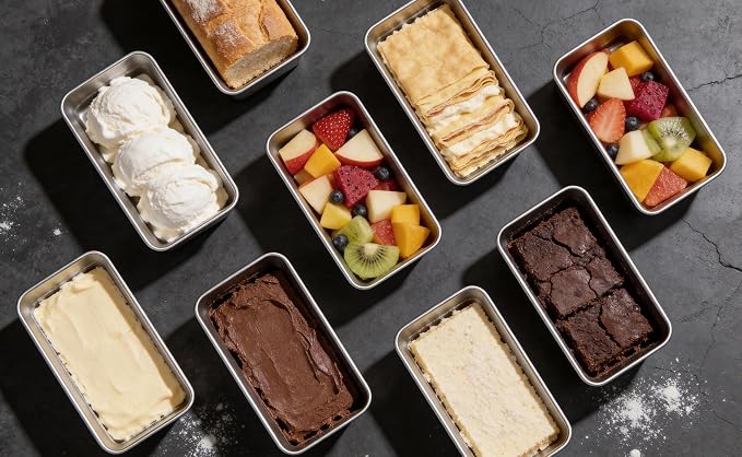 Leonyo 6.3x3.5IN Stainless Steel Mini Loaf Pans for Baking Bread, 4 Pack | Non-Toxic Small Mini Bread Loaf Pans Tins for Homemade Smaller Loaves Meatloaf Banana Brownies, Dishwasher Oven Safe