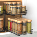 BOIVSHI 2-Tier Spice Rack, Pull Out Spice Racks Organizer for Cabinet, Height Adjustable Heavy Duty Metal Basket for Inside Cabinets & Pantry Closet (7.5''Wx10.5''Dx9.5''H)