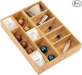 KitchenEdge Premium Utensils and Tea Bag Drawer Organizers – 14-Compartment Design with Removable Dividers, Non-Slip Feet, 100% Sustainable Bamboo, 2 Pack