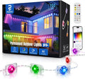 POOFZY Permanent Outdoor Lights 100FT, RGBIC Smart Outdoor Lights for House, App & Voice Control, Waterproof Outdoor Eave Lights for Christmas Holiday Patio Yard Decor