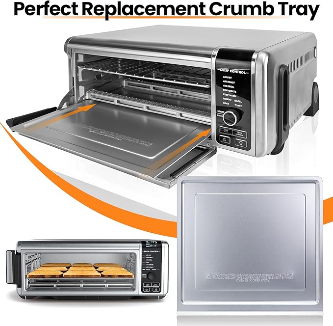 Crumb Tray Replacement for Ninja Foodi SP101 SP151 Air Fryer Oven with 4 Pcs Teflon Mats, Air Fryer Accessories for Ninja airfryer Flip Up Toaster Oven