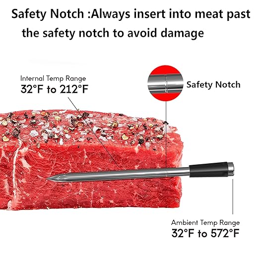 Wireless Meat Thermometer, Bluetooth Meat Probe for Grill, BBQ, Oven, Smoker, Oven Digital Thermometer Instant Read Thermometer with App Control, 165FT Range