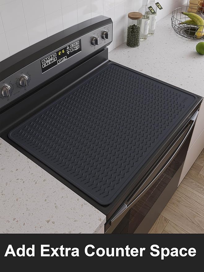 XiFEO Stove Top Covers for Electric Stove, Food Grade Heavy Duty Silicone Glass Stove Top Cover Protector, Induction Cooktop Protector, Heat Resistant Range Ceramic Stove Top Covers Mat, Oven Cover