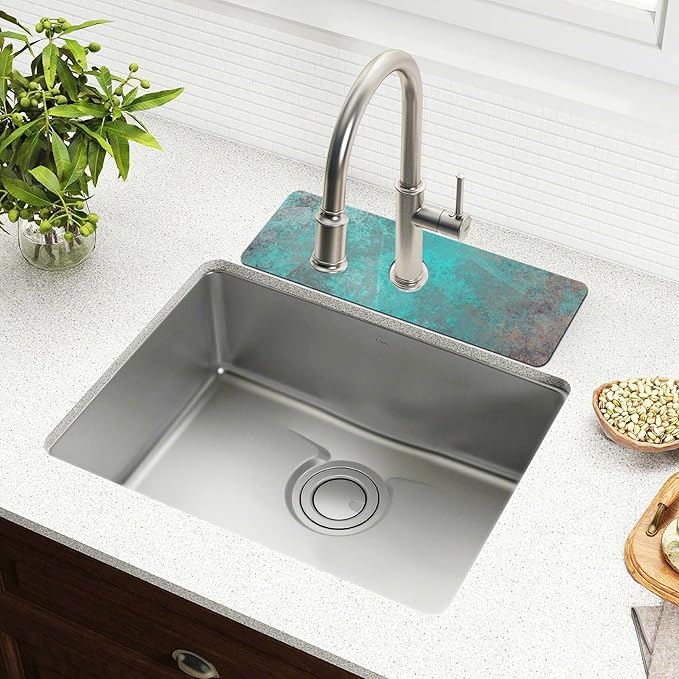 Kitchen Sink Splash Guard 2 PCS 30 Inch Sink Faucet Mat Splash Guard for Bathroom Countertop Water Absorbent Foldable Cuttable Soft Washable Teal Grey