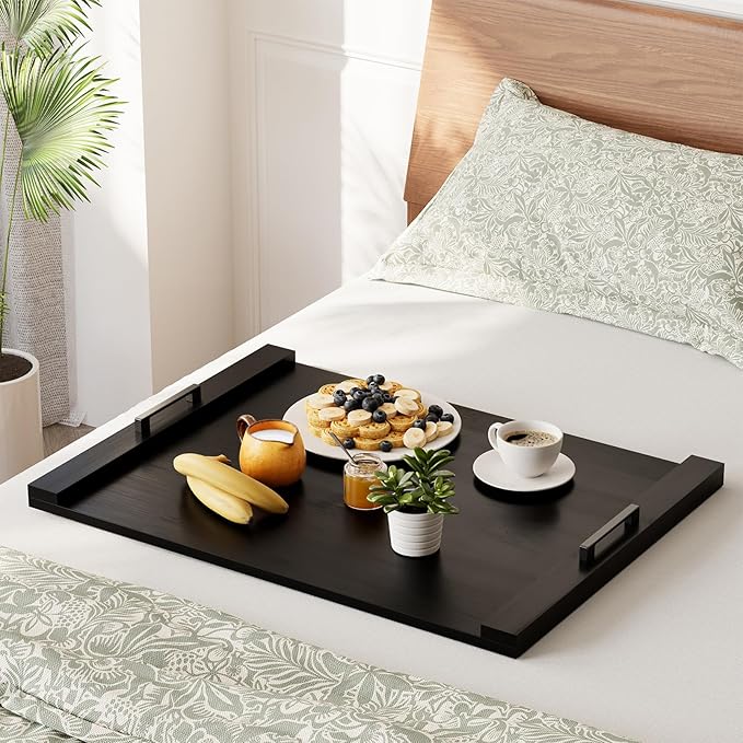 SpaceAid Noodle Board Stove Kitchen Cover with Handles, Top Covers for Gas Burners and Electric Stove, Oven Decor Accessories Wood Tray for Countertop, Black Bamboo