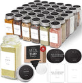 Glass Spice Jars with Labels with Metal Lids and Shakers Farmhouse 36 Pack Set, 4oz Small Clear Empty Spice Bottles Seasoning Containers with Label Organizer Square Herb Seasoning Jars for Kitchen