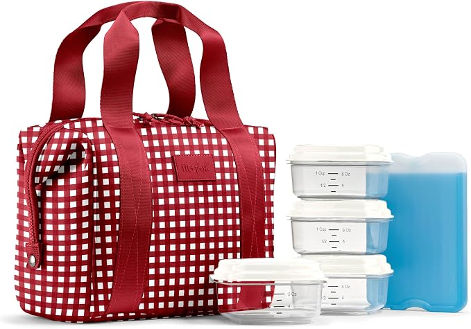 Fit & Fresh Remi Lunch Bag for Women Work – Neoprene Lunch Tote with Containers & Ice Pack, Reusable Meal Prep Lunch Box, Large Capacity, Machine Washable