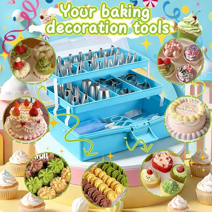 Suuker Cake Decorating Tools Supplies Kit, 236 Pieces | Baking Accessories with Storage Case, Frosting Piping Kit, 36 Numbered Piping Tips, Piping Bags and Tips Set