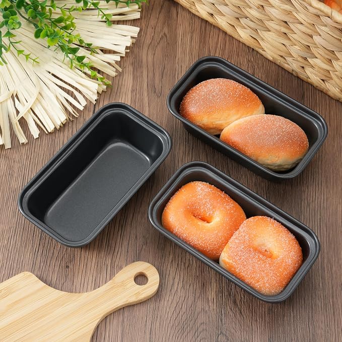 12PCS Mini Loaf Pans for Baking Bread, 6 X 3 X 2 in Nonstick Mini Bread Loaf Pans, Carbon Steel Small Bread Pans, Rectangle Small Banana Bread Tins for Baking Meatloaf, Brownies, Black