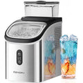 EUHOMY Ice Cube Maker Machine Countertop with External Water Tank, 2 Ways to Add Water, 34Lbs/Day, 16Pcs Ready in 7 Mins, Auto-Cleaning, with Ice Scoop & Basket, for Home/Kitchen/Office/Bar (Silver)