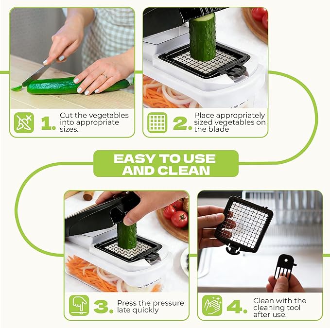 Multifunctional 17 in 1 Mandoline Slicer for Kitchen, Potato Slicer & Veggie Chopper with 6 Blades, Peeler, Safety Gloves, Easy Clean Food Chopper