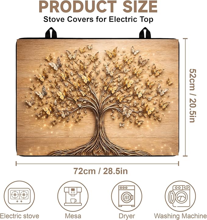 Stove Top Covers for Electric Stove: Heat Resistant Protector Glass Top Expands Counter Space, Stylish Kitchen Decor 28.5'' 20.5''