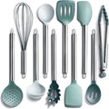 COOK WITH COLOR Silicone Cooking Utensils, Kitchen Utensil Set, Easy to Clean Silicone Kitchen Utensils, Cooking Utensils for Nonstick Cookware, Kitchen Gadgets Set, 10 Pieces, Teal