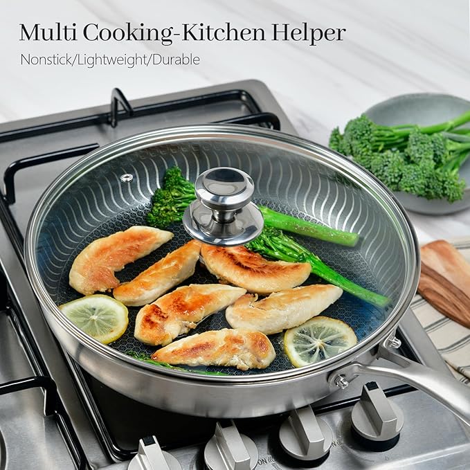 10.25 In Glass Lid for Frying Pan, Tempered Replacement Cover for All 10.25 inches Cookware for Skillets, Round Cast Iron, Cast Aluminium, Stainless Steel Pans &Pots