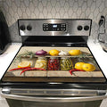 Glass Stove top Cover 28"x 20", Stove Top Covers for Electric Stove, Flat Range Mat for Glass Cooktop, Kitchen Heat-Resistant Protector Non-Slip Drying Mat (Foods Oil Painting)