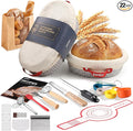 Ganiza 22-Piece Sourdough Proofing Basket Gift Set, Natural Cotton Rope | 9'' Round & 10'' Oval Banneton Basket with Liners & Covers, Easy to Clean, Sourdough Starter Kit with Recipe for Bread Baker