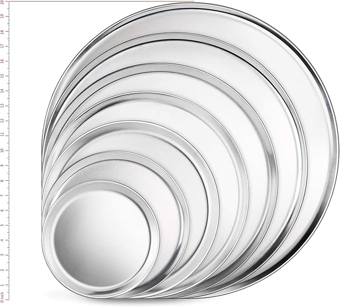 New Star Foodservice Restaurant-Grade Aluminum Pizza Pan, Baking Tray, Coupe Style, 16-Inch, Pack of 6