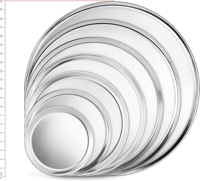 New Star Foodservice Restaurant-Grade Aluminum Pizza Pan, Baking Tray, Coupe Style, 18 Inch, Pack of 6