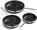 Innerwell Tri-Ply Stainless Steel Non stick Frying Pans Set | Ceramic physical nonstick， PFAS/PFOA/PTFE free, Compatible with All Cooktops, durable for daily cooking