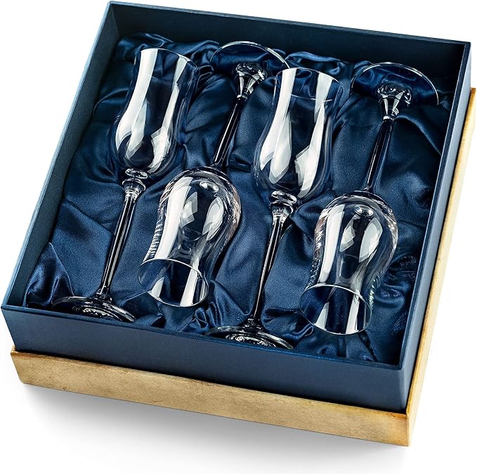 GLASSIQUE CADEAU Cognac, Brandy, Tequila and Dessert Wine Snifter Glasses | Set of 4 Small Tasting Tulip Copitas for Sipping Spirits, Madeira, After Dinner Drinks