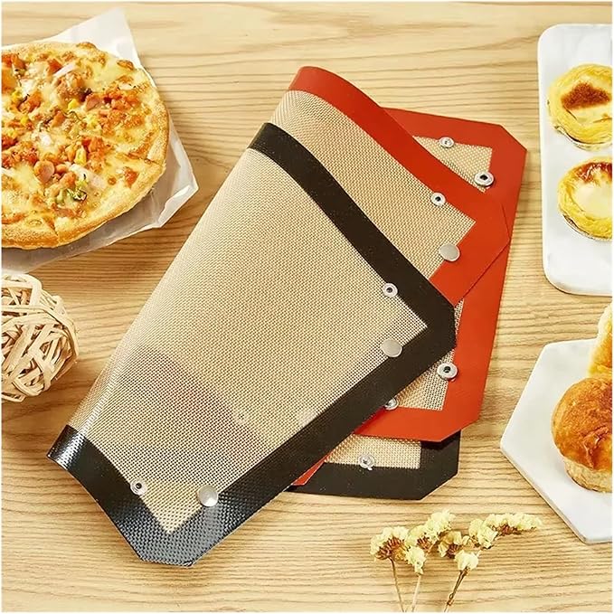 Silicone Baking Mat Non Stick Leakproof Cookie Tray Heat Resistant Oven Liner Kitchen Tool(Red-2PCS)