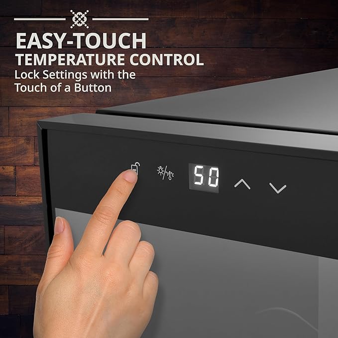 Ivation 8 Bottle Red And White Wine Thermoelectric Wine Cooler/Chiller Counter Top Wine Cellar with Digital Temperature Display, Freestanding Refrigerator Smoked Glass Door Quiet Operation Fridge