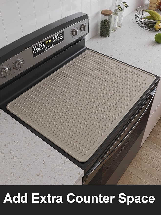XiFEO Stove Top Covers for Electric Stove, Food Grade Heavy Duty Silicone Glass Stove Top Cover Protector, Induction Cooktop Protector, Heat Resistant Range Ceramic Stove Top Covers Mat, Oven Cover