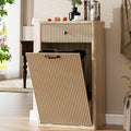 Spurgehom 13 Gallons Tilt Out Trash Can Cabinet Freestanding Kitchen Trash Can Modern Hidden Garbage Recycling Cabinets with Hideaway Drawer Pet Proof Trash Can Holder for Kitchen, Natural