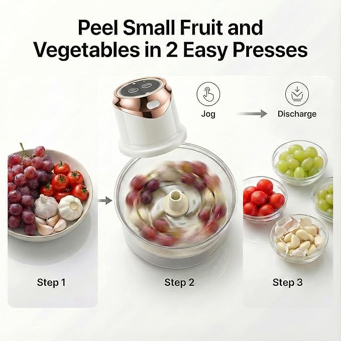 Electric Garlic Prep Assistant – Garlic Peeler Tool That Loosens Skin for Easy Peeling, Fast Kitchen Gadget for Garlic Cloves, Also Works for Pearl Onions, Grapes, & Cherry Tomatoes, Easy-Clean, White