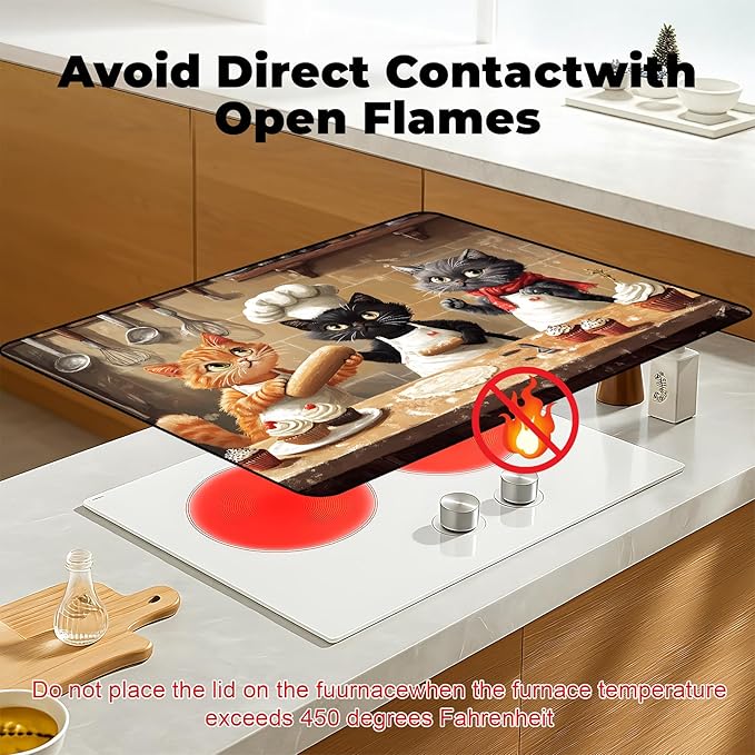 Heat-Resistant Glass Stove Top Cover with Anti-Slip Rubber Coating – 28.5x20.5 Inch Electric Stove Protector, Scratch-Resistant, Expands Counter Space, Stylish Kitchen Decor