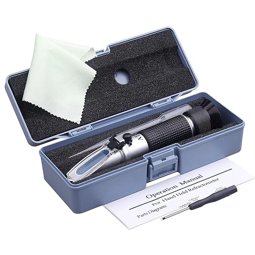Honey Refractometer with ATC - Tiaoyeer Refractometer for Honey Moisture, Brix and Baume, 58-90% Brix Scale Range Honey Moisture Tester (Honey Refractometer)