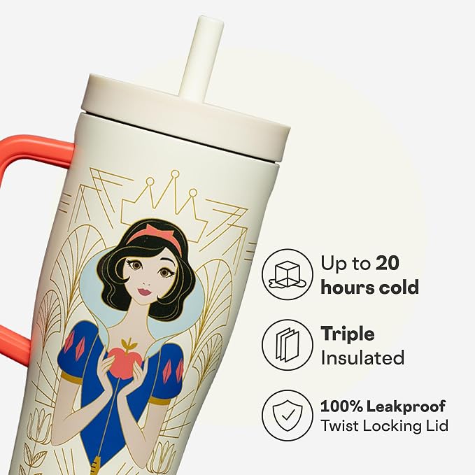 Corkcicle Cruiser Insulated Tumbler with Handle & Straw - Keeps Drinks Ice Cold - Triple-Insulated - Leakproof Travel Mug - BPA-Free - Summer Drinkware Gift - 22 oz, Snow White